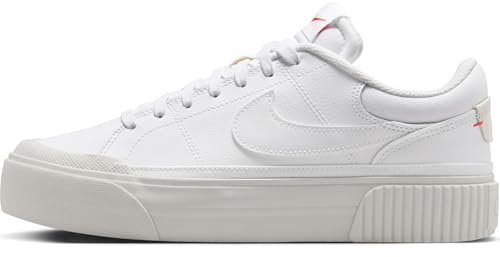 NIKE Damen Court Legacy Lift Sneaker, White/Photon Dust-Picante Red, 38 EU