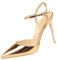 Sandali da donna con tacco elegante, con tacco dorato, scarpe da lavoro, alla moda, in pizzo, per il tempo libero, traspiranti, da principessa, tinta unita, per feste, oro rosa., 37 EU