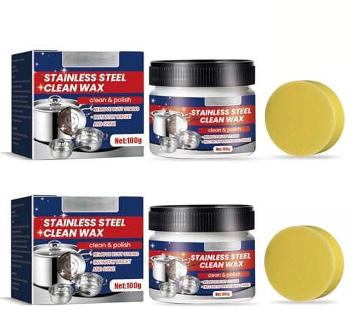 2 Pcs Technology Stainless Steel Cleaning Paste, Multi-Purpose Powerful Cookware Decontamination Rust Removal, Suitable Kitchen Oven, Cookware, Stainless Steel And Glass Material (2)