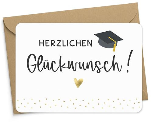 KuschelICH Glückwunschkarte Abschluss – DIN A6 Karte mit Goldfolienprägung & Umschlag – Made in Germany – beschreibbar & nachhaltig