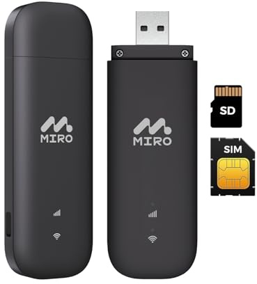 MIRO UF1 4G LTE WiFi USB Network Adapter 150Mbps Speed, Dual SIM/SD Slots Wireless Dongle, Wi-Fi Stick USB2.0 Interface WiFi Adapter for Desktop PC Laptop