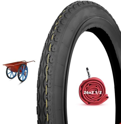 26 2 1/2 Pneumatico, 26 2 1/2 Resistente a Forature, Pneumatico di Gomma per Carriola Tosaerba Carrello da Giardino Anti-Scoppio