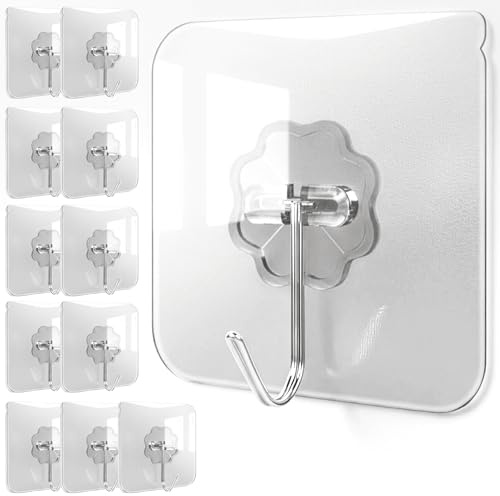 4smile Klebehaken extra stark, mit 10 kg Tragkraft, 12 Stück | Wetterfest und rostfrei, 180° drehbar, für Weihnachtsdekoration, Küche, Bad, Wand und Decke