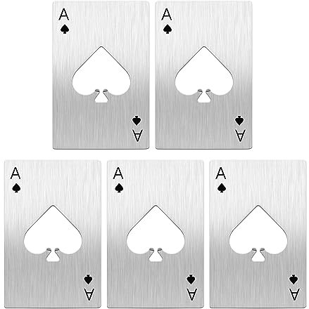 Yoption 5Pcs Stainless Steel Credit Card Size Casino Bottle Opener Beer Bottle Opener for Your Wallet(5, Poker)
