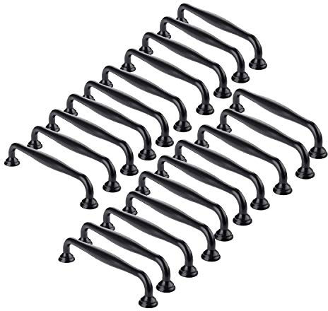 Qrity 20 Stück Schrankgriff schwarz Möbelgriff Schublade aus massivem Metall Küchengriff ziehen, Innenloch Mitte ist 128mm, aus Aluminiumlegierung, mit Schrauben