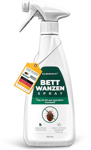 Silberkraft Bettwanzenspray 500 ml für Matratzen und Betten, effektiv Bettwanzen bekämpfen, hilfreiches Anti-Bettwanzen-Mittel gegen Bettwanzen und Ungeziefer