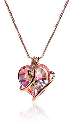 Liebe Dich für Immer Kette Damen Herzkette Rose Halskette 925 Sterling Silber Schmuck Geschenk für Frauen Sie Frau Freundin Mama Oma Geschenke Valentinstag Muttertags Weihnachten (rosa)