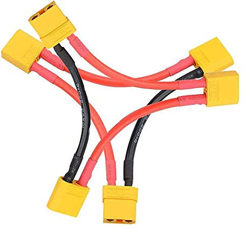 Yiqigou 2pcs XT90 Serie Steckverbinder 1 Weiblich auf 2 Männlich Stecker Connector Adapter mit 10 cm 12 AWG Silikonkabel