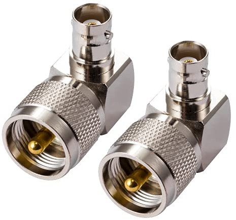 Vecys PL259 Adaptateur d'antenne UHF Mâle vers BNC Femelle à 90 Degrés Angle Droit BNC pour CB Antenne Radio Amateur Radio Portative Walkie Talkie Radio à Deux Voies So 239 Coaxial (2 pièces)