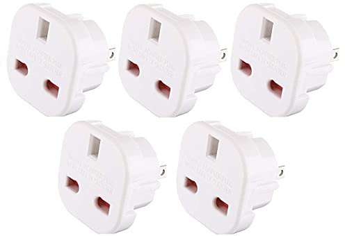 Travel Adaptor White UK to USA/AUS Q4U® Convert Power UK plug 3 pin to USA/Canada/Australian Plug 2 Pin Pack of 5