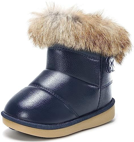 Gaatpot Bottes Enfants Bottines de Neige Chaude d'Hiver, Bleu foncé, 28EU/ 29CN