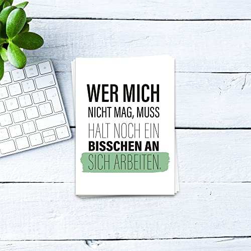 Ulrike Wathling Postkarte Wer mich nicht mag, muss halt noch ein bisschen an sich arbeiten | Sprüchekarte, Postkarte mit Spruch, lustige Karte, Funcard, Set:Einzel