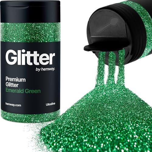 Hemway Premium Glitter Shaker - Emerald Green | Ultrafine Metallic Flake Sequins for Resin & Epoxy Crafts | Craft Supplies for Tumblers, Festival, Hair, Face, Body, Eye & Nail Art | 130 g