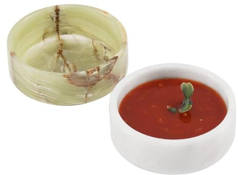 Radicaln Marble Sauce Cups 3.5 Inches Green and White Handmade Mini Marbles Condiment Bowl For Kitchen Ideal Dipping Bowls, Marble Ramekins & Soy Sauce Bowl - Sauce Dishes For Parties