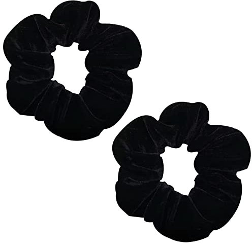 Haargummi Schwarz Scrunchie, Samt Haargummis für Mädchen & Damen Haargummis starker Halt Scrunchies Schwarz Pferdeschwanz Halter Hairband Haarspangen Damen Stoff 2er Pack