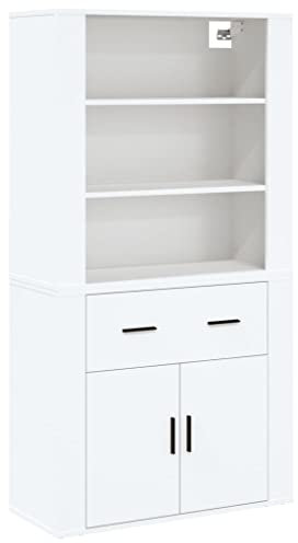 vidaXL Highboard, Sideboard mit viel Stauraum, Mehrzweckschrank Aktenschrank Wandmontage, Kommode Schrank für Wohnzimmer, Modern, Weiß Holzwerkstoff