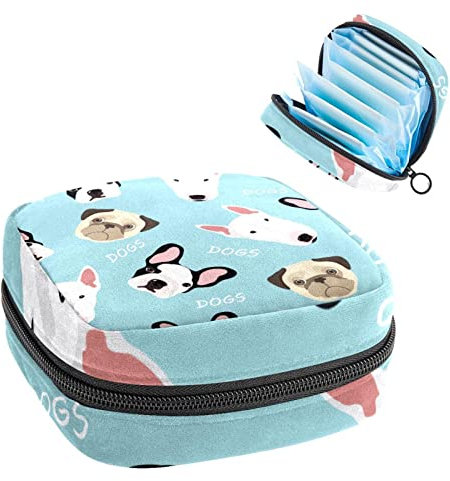 Mops-Tasche für Damenbinden, tragbar, Tampon-Aufbewahrungstasche, Mehrfarbig, 4.7x6.6x6.6 in/12x17x17 cm