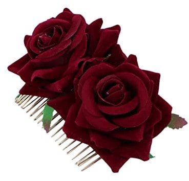 ifundom Rosenblütenkamm Design und Metall Eleganter mit Stoff Einfacher Floralem Haarschmuck für Damen und Mädchen für Hochzeit und Tropische Themenparty