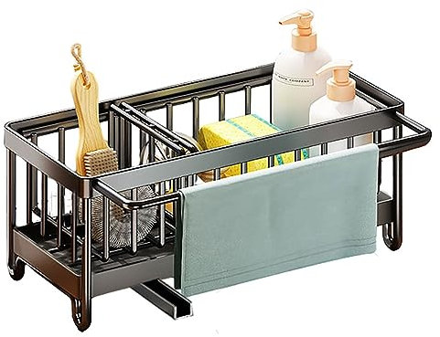 youjia Organizador para Fregadero de Cocina con Bandeja de Goteo Soporte de Esponja de Cocina de Acero Inoxidable Organizador Encimera para Cepillo, Jabón Soporte