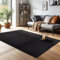 Carpettex Teppich Wohnzimmer Anti-Rutsch Teppich Waschbar in Waschmaschine 160 x 230 cm Schwarz - Moderner Flauschiger Kurzflor Teppich Extra Weich Schlafzimmer Küche Flur Esszimmer Kinderzimmer