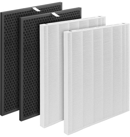 GoKBNY 116130 True HEPA Replacement Filter H Compatible with Winix 5500-2 Purifier and Models AM80, 2-Set Include 2×True HEPA Filters + 2×Activated Carbon Filters