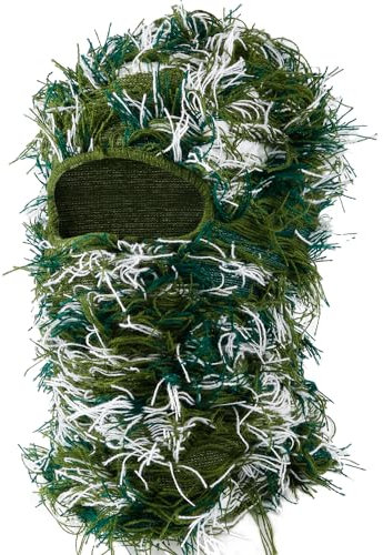 PEUTIER Balaclava Distressed Ski Mask, Winddichte Skimaske Vollgesichtsmaske Flauschige Wintermützen Warme Skimaske für Männer Frauen Geschenk Draußen Skifahren Wandern (Tarnung)