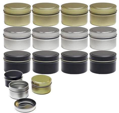 Contenants de Bougie,12PCS 55ML Boîtes à Bougies,Pots de Bougie Ronds,Pots pour La Fabrication de Bougies,Petite Boite en Metal Réutilisables pour Thé, Bonbons, Bougie,Recipient Bougie Ronde