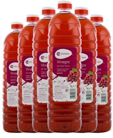 Vinagre de vino tinto Coaliment 1 litro x 6 botellas. Total 6 litros