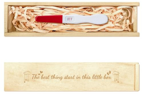 CHGCRAFT Schwangerschaftsankündigungsgeschenke Aus Holz Schwangerschaftstest-Andenkenbox Mit Schiebedeckel Überraschungsankündigungsgeschenk Mit Bastband Für Ehemann Eltern 8x2x1.2 Zoll