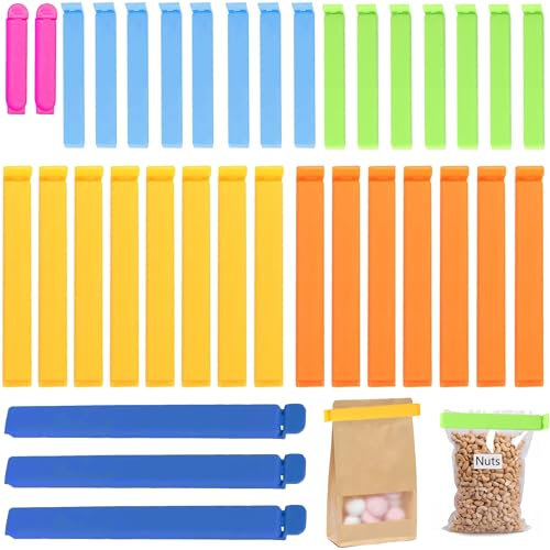 35 clip di chiusura per sacchetti alimentari in plastica per sacchetti da 7/8/11/16 cm, clip di chiusura in plastica, diversi colori, clip per sacchetti da cucina, riutilizzabili, per imballaggio