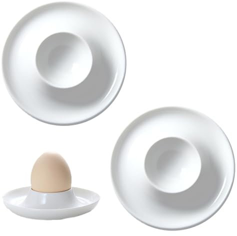 Vastsea 2 Pièces Coquetier en Porcelaine Oeuf Support, Coquetier Blanc Céramique, Le Petit Déjeuner Coquetier Plateau, Convient pour la Cuisson au Restaurant de la Cuisine à Domicile(Blanc, 9x9x2.5)