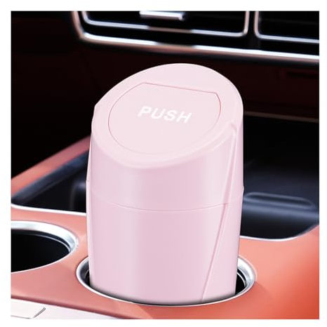 CGEAMDY Plastik Auto Getränkehalter Mini Mülleimer, Mini Auto Mülleimer, Auto Mini-Mülleimer Mit Deckel, Tragbare Autoabfalleimer Becherhalter, Für Autos(Rosa)