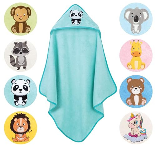 LAYNENBURG Premium Kapuzenhandtuch Baby - Badehandtuch aus 100% Baumwolle - Oeko TEX - Handtuch mit Kapuze für Neugeborene & Kinder - Badetuch, Babyhandtuch Mädchen, Jungen (Panda 80 x 80cm)