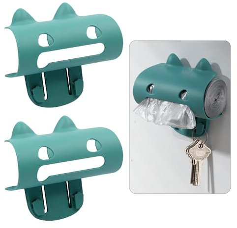 3 Piece Plastique Bin Bag Dispenser, Blue Waste Bag Dispenser for Wall Mounted Garbage Bag for Kitchen, Bathroom, Office, Without Drilling for Kitchen Bags