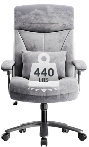 Asukale Bürostuhl Ergonomisch 200KG, Schreibtischstuhl Computerstuhl Office Chair, Hoher Rücken Ergonomischer Stuhl, Höhenverstellbarer, 360 ° drehbar, Grau, (Aktualisierte)