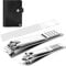 Euqvunn 3 Pcs Nail Clippers Set, Toe Nail Clippers for Thick Nails, Toenail Clippers with Nail File and Angled Fingernail Clippers, Carbon Steel Nail Cutter for Men Women Seniors