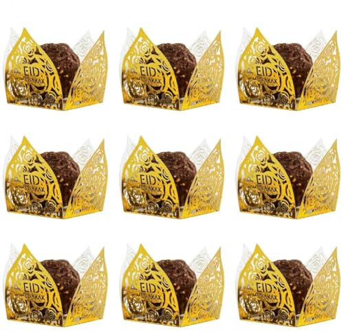Keuyeo Emballages De Chocolat Eid Mubarak, 50 Pièces, Emballages De Truffes en Papier, Doublures D' De Truffes, Mini Tasses De Cuisson, Fournitures De Décoration De Fête De L'aïd