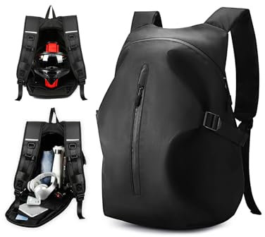 WEPLAN Motorrad Rucksack Wasserdicht Herren Damen Helm Rucksack Motorrad Rucksäcke Helmtasche Motorradrucksack Helmrucksack Motorradhelm Leicht Reise Rucksäcke Motorcycle Backpack,Schwarz L