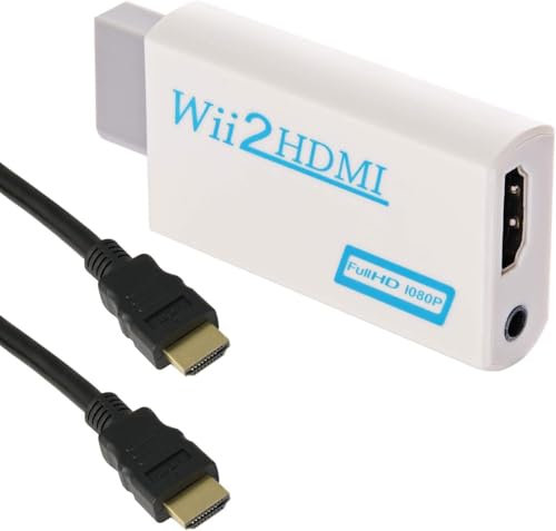 Straße Game - Adaptador HDMI HDMI para Nintendo Wii/Wii U - Vídeo Full HD + Cable HDMI de 1 m - Salida de audio de 3,5 mm