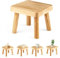 Yorking Small Wooden Stool, Plant Stand, Indoor Step Stool for Kids, 9.8''x9''x8.2'', Small Side Table for Kitchen, Bathroom, Bedroom, Nursery, Wood