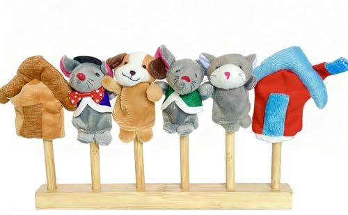 LLTCMYGS Montessori Cartoon-Maus- und Hunde-Fingerpuppen-Set, Kinder