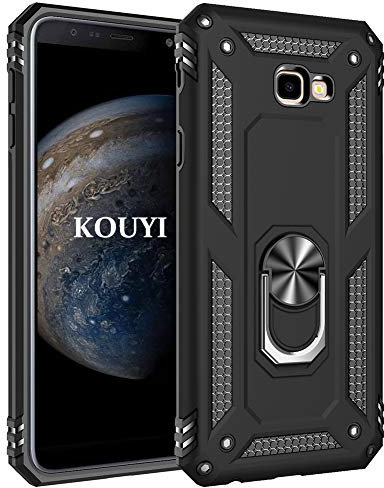 KOUYI Kompatibel mit Galaxy J4 Plus, Handyhülle Cover TPU Magnetische Bumper Stoßdämpfung Schutzhülle mit 360 Grad Drehbar Ringhalter für Samsung Galaxy J4 Plus (Schwarz)