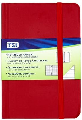TSI Notizbuch A6/Pocket kariert, 192 Seiten, Farbe rot, Art.Nr. 63556-RT