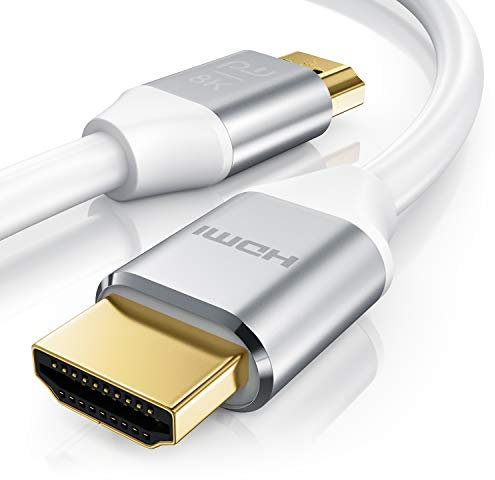 2m HDMI Kabel 8k @ 120 Hz mit DSC - 7680 x 4320 - UHD II - kompatibel zu HDMI 2.1 2.0a 2.0b - 3D - Ultra High Speed mit Ethernet - Dynamic HDR10+ - VRR - ARC - Blu Ray PS4 PS5 Xbox - Weiß