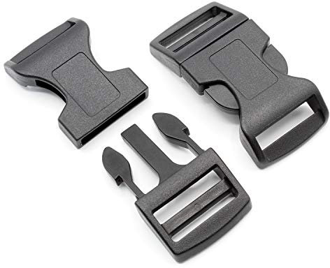 HEAVYTOOL Steckschnalle 25mm Gurtbandbreite Schwarz gebogen Typ F POM Acetal (10 Stück) Steckverschluss Klippverschluss Klickverschluss Rucksackschnalle