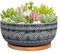 Eightpot Keramik-Sukkulenten-Übertopf mit Ablaufloch und Untersetzer, rund, flach, für Zimmerpflanzen, 20,3 cm, Graugrün