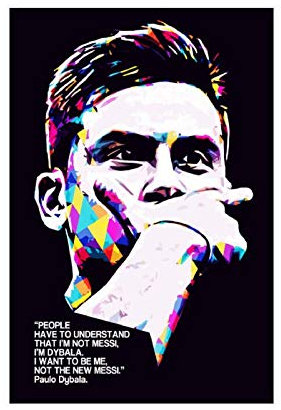 Paulo Dybala Fußball-Poster, klassisches Motivationszitat, Leinwand, Wanddekoration, Schlafzimmer, Dekoration, Bild, Sport, Landschaft, Büro, Raumdekoration, Geschenk, ohne Rahmen: 30 x 45 cm