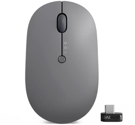 Lenovo Go Wireless Multi Device Mouse, Up to 2-3 Months in Single Charge, USB-C Charging, 2400 DPI, Bluetooth, Thunder Black