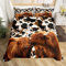 feelyou Highland Cow Bettbezug-Set 135 x 200 cm, Tintenmilch-Rindsleder-Druck Tribal Tie Dye Bettbezug mit 1 Kissenbezug, rustikale Vintage-Western-Wildtier-Bettwäsche-Sets für Kinder Bo