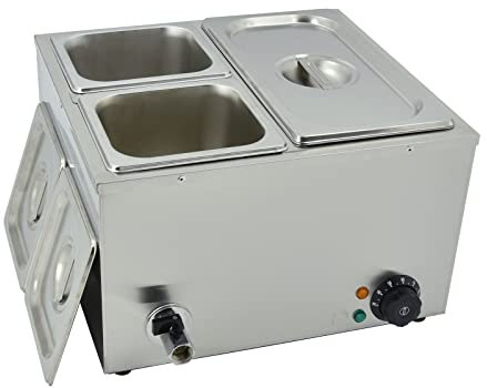 TAIMIKO Bain Marie Commercial Electric Food Warmer 1500W Stainless Steel Buffet Countertop (3 Pans)
